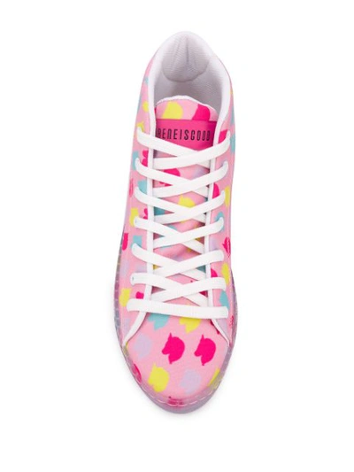 Ireneisgood 10mm Unicorn Print Cotton Hi Top Sneaker In Pink