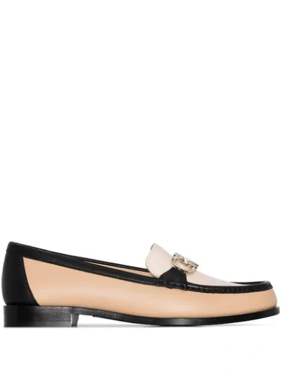 Ferragamo Gancini Three-tone Loafers In White