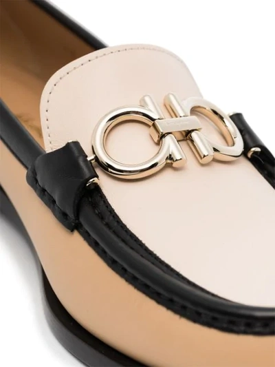 Ferragamo Gancini Three-tone Loafers In White