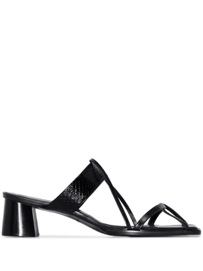 Shop Salondeju Slip-on Strappy Sandals In Black