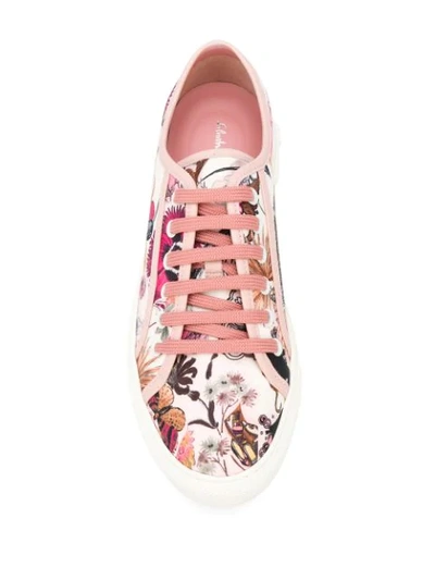 Shop Ferragamo Foulard Print Low-top Sneakers In Pink