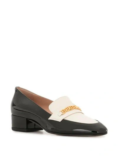 Shop Bally Two-tone Logo-embellished Loafers In White