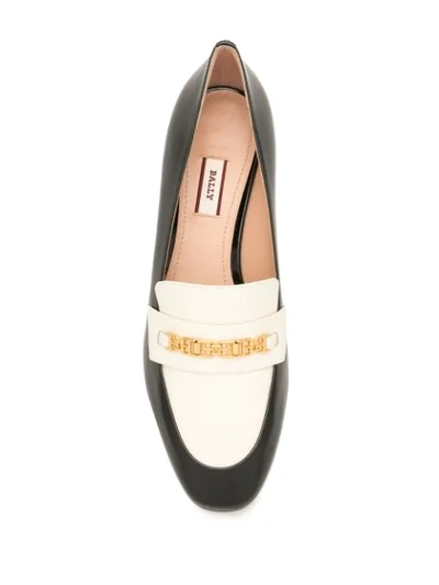 Shop Bally Two-tone Logo-embellished Loafers In White