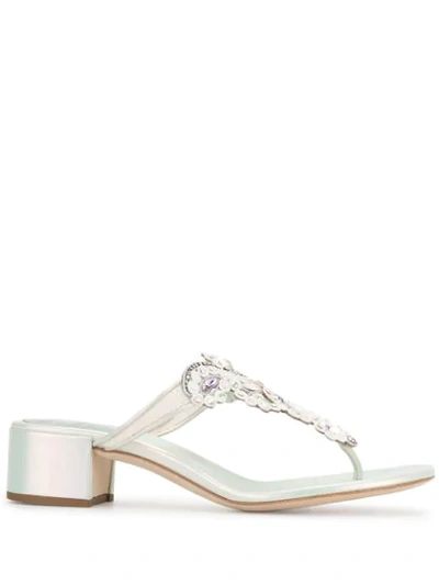 Shop René Caovilla Embellished Mule Sandals In Metallic