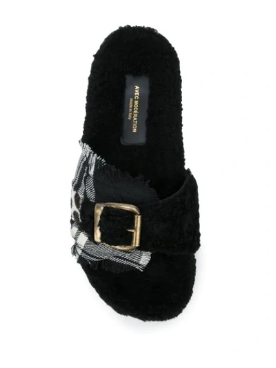 Shop Avec Modération Kitzbuhel Faux-fur Slides In Black