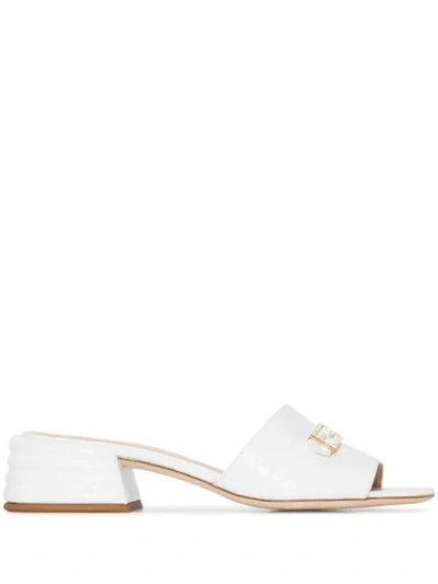 Shop Fendi 35mm Leather Mules In White