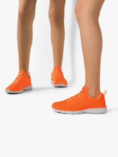 Shop Apl Athletic Propulsion Labs Mesh Lace-up Sneakers In Orange