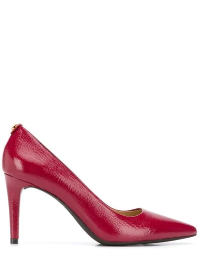 Shop Michael Michael Kors Textured Point-toe Pumps In Red