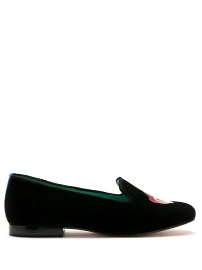 Shop Blue Bird Shoes Velvet Monkey Loafers In Black