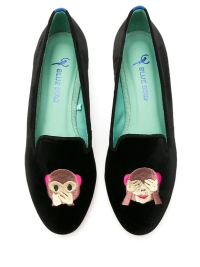 Shop Blue Bird Shoes Velvet Monkey Loafers In Black