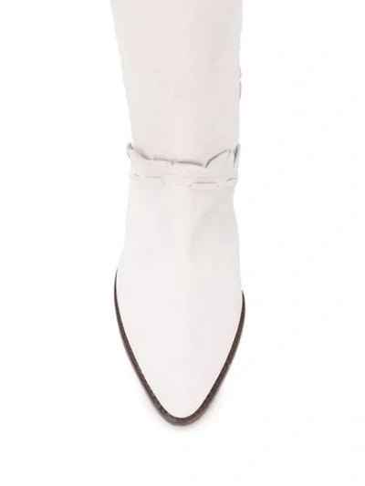 Shop Isabel Marant Over-the-knee Low-heel Boots In White