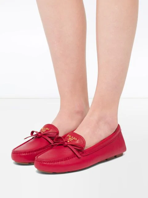 prada bow logo pointed toe flat