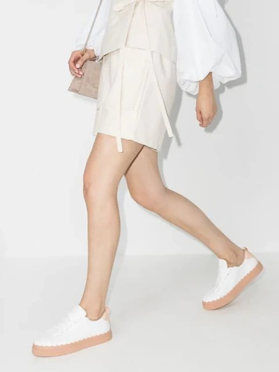 Shop Chloé Scallop-detail Sneakers In White