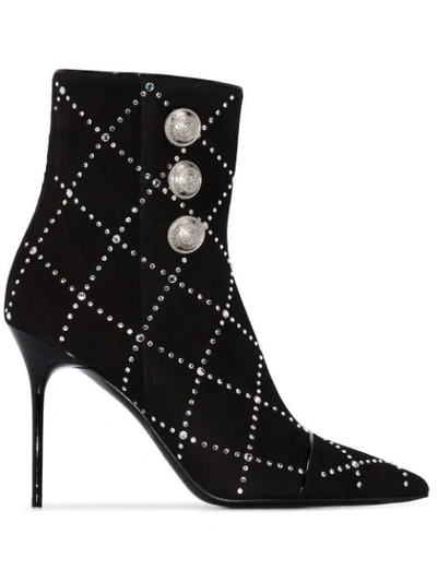Shop Balmain Stud-embellished 105mm Ankle Boots In 0pa 0pa/noir