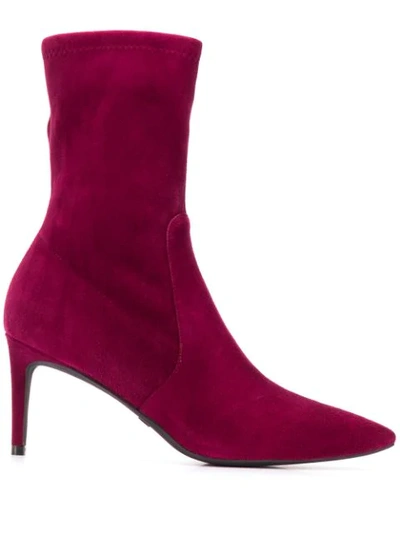 Shop Stuart Weitzman Wren Suede Ankle Boots In Red