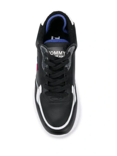 Shop Tommy Jeans High Cleated Logo Sneakers In Black