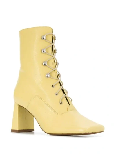 Shop By Far Claude Lace-up Ankle Boots In Yellow