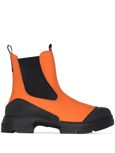 Shop Ganni Two-tone Slip-on Boots In Orange