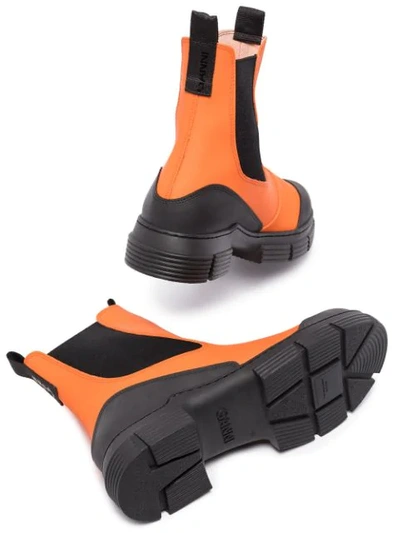 Shop Ganni Two-tone Slip-on Boots In Orange