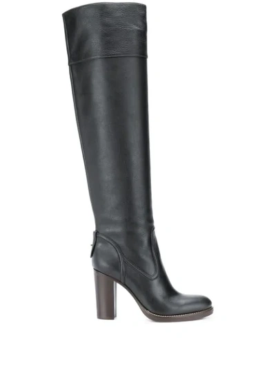 Shop Chloé Over-the-knee Leather Boots In Black