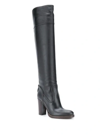 Shop Chloé Over-the-knee Leather Boots In Black