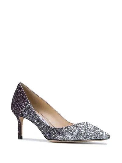 Shop Jimmy Choo Romy 60mm Glitter Pumps In Silver