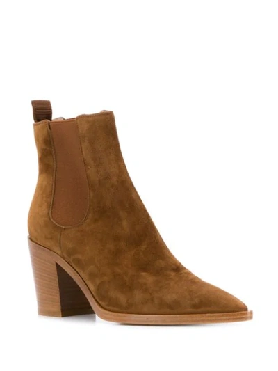 Shop Gianvito Rossi Chelsea Suede Boots In Brown
