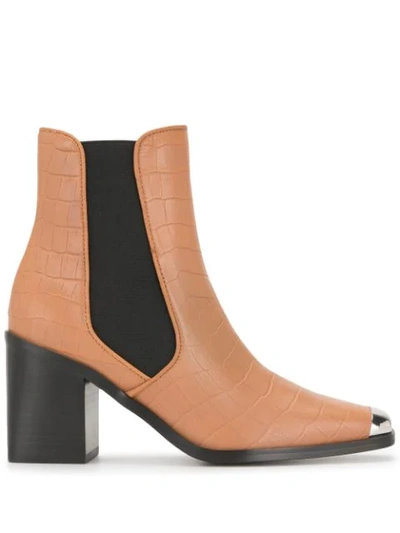 Shop Senso Silver Toe Cap Boots In Brown