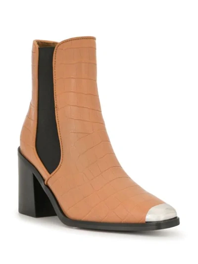 Shop Senso Silver Toe Cap Boots In Brown