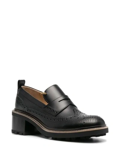 Shop Chloé Franne Leather Loafers In Black