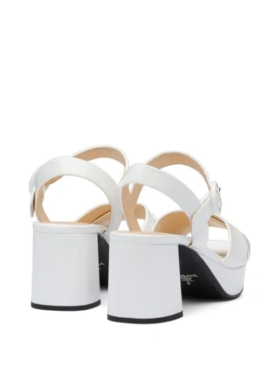 Shop Prada Patent Leather Sandals In F0009 White