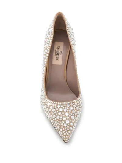 Shop Valentino Rhinestone-embellished Pumps In Silver