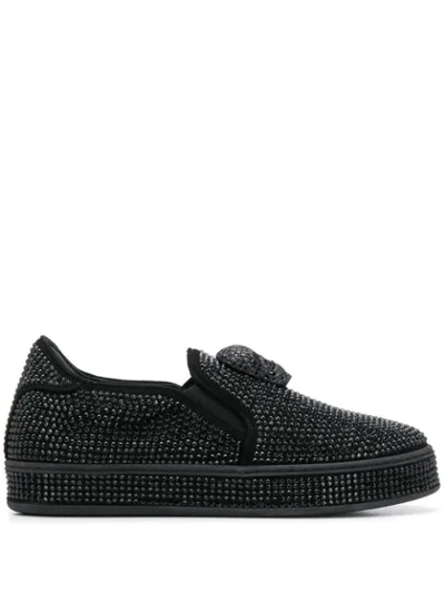 Shop Philipp Plein Crystal-embellished Slip-on Sneakers In Black