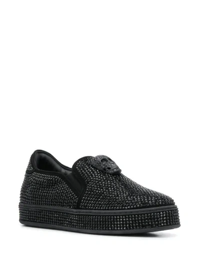 Shop Philipp Plein Crystal-embellished Slip-on Sneakers In Black