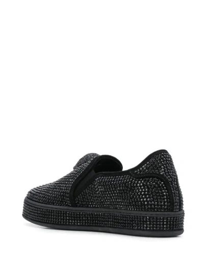 Shop Philipp Plein Crystal-embellished Slip-on Sneakers In Black