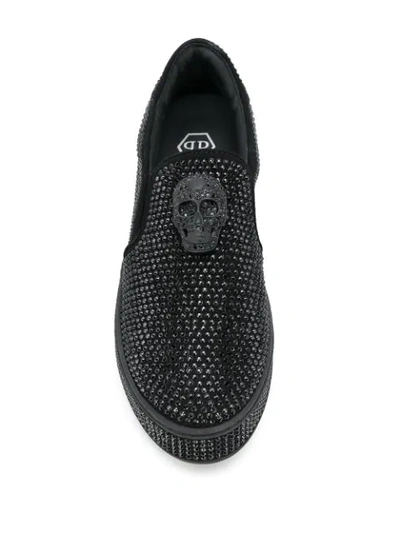 Shop Philipp Plein Crystal-embellished Slip-on Sneakers In Black