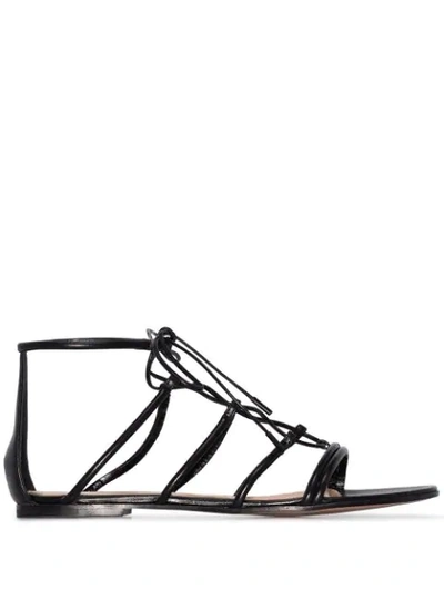 Shop Gianvito Rossi Leather Gladiator Sandals In Black