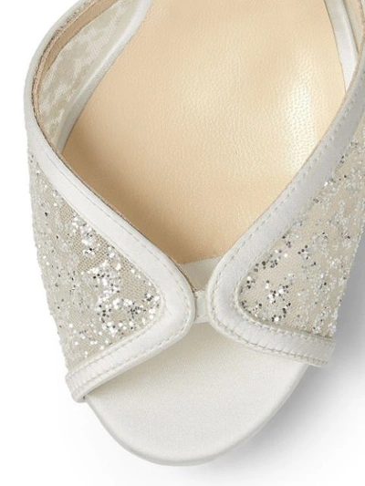 Shop Jimmy Choo Lacia 100mm Glitter Sandals In Silver
