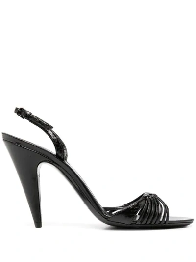 Shop Saint Laurent Romy 95mm Sandals In Black