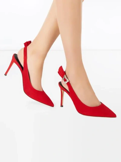 Shop Giuseppe Zanotti Slingback Pointed High Heel Pumps In Red