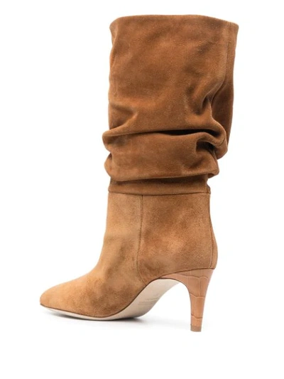 Shop Paris Texas Ruched Suede Ankle Boots In Brown