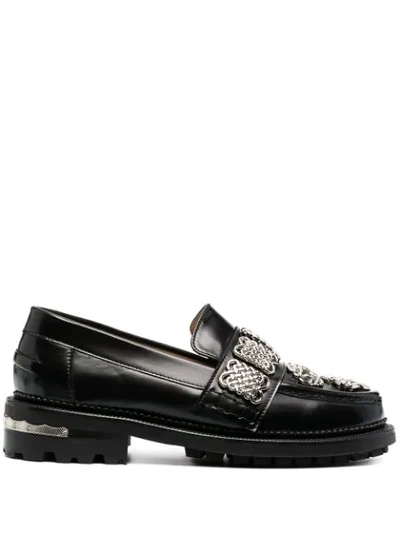 Shop Toga Ornate Charm-embellished Loafers In Black