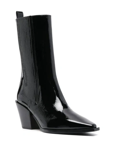 Shop Aeyde Ari Patent Leather Mid-calf Boots In Black