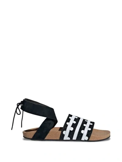 Shop Adidas Originals Polka-dot Print Sandals In Black