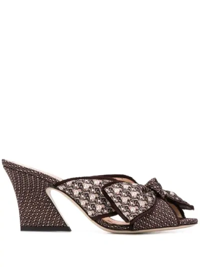 Shop Fendi Ffreedom Embroidered Mules In Brown