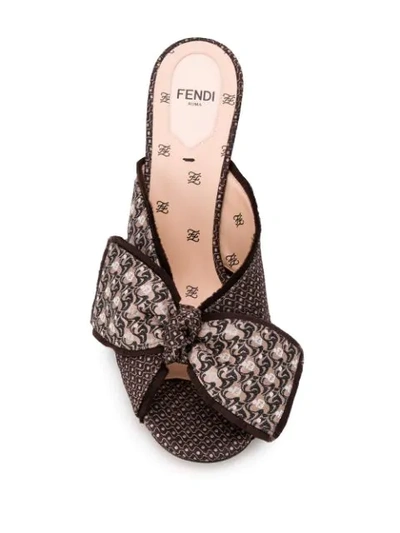 Shop Fendi Ffreedom Embroidered Mules In Brown