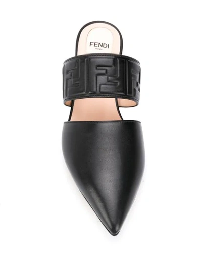Shop Fendi Ff-motif Pointed Mules In Black