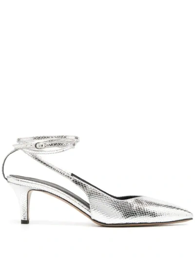 Shop Isabel Marant 70mm Ankle-tie Pumps In Silver