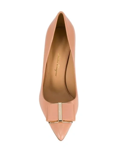Ferragamo Double Bow Pump Shoe In Multi