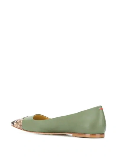 Shop Aeyde Gigi Square Toe Flats In Green